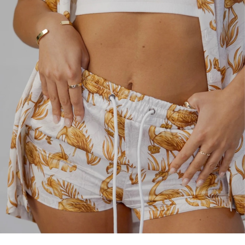 Golden Summer Women's Satin Shorts - White